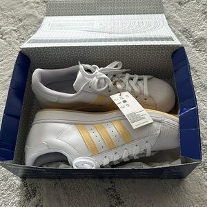 Brand New Yellow Adidas Limited Edition Superstars Women Size 9.5